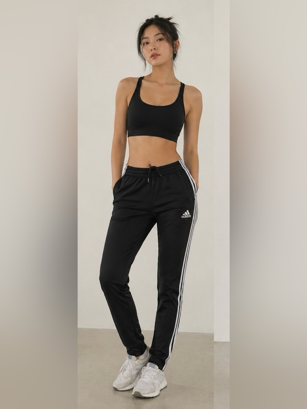 adidas Black Sweatpants Joggers with Adjustable Waistband